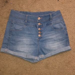 High waisted jean shorts